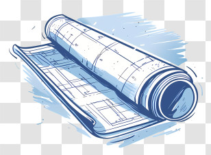 Blueprint Rolled - Architectural Blueprint Transparent PNG