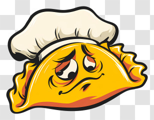 Pierogi Logo - Sad Dumpling Cartoon With Chef Hat Transparent PNG