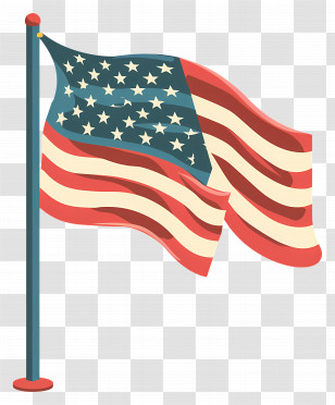 Memorial Day - Waving American Flag Illustration Transparent PNG