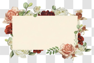 Wedding Invitation - Elegant Frame With Decorative Flowers Transparent PNG
