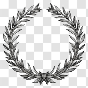 Vintage Metal Leaves - Ornamental Laurel Wreath Illustration Transparent PNG