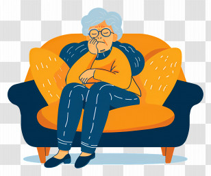 Tired Old Woman - Cozy Seated Sleepy Elderly Woman Illustration Transparent PNG