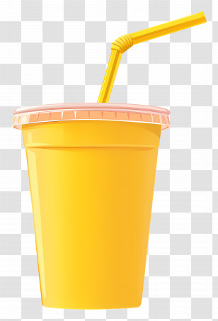 Disposable Cup - Yellow Disposable Drink Cup With Straw Transparent PNG