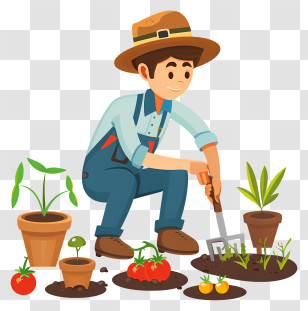 Gardening Day - Gardener Planting Vegetables Transparent PNG