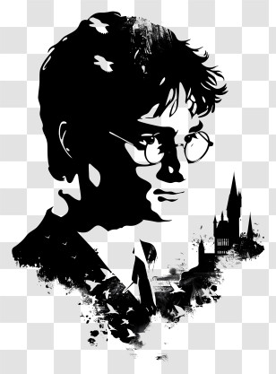 Harry Potter Silhouette - Black And White Wizard Portrait Transparent PNG