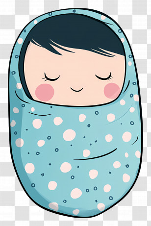 Sleeping Baby - Swaddled Baby In Blue Blanket Transparent PNG