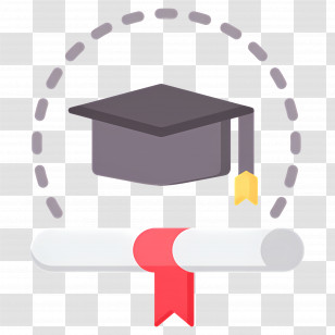 Academic Certificate - Graduation Hat And Certificate Illustration Transparent PNG