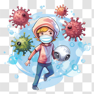 Child Health Day - Boy With Mask And Viruses Illustration Transparent PNG