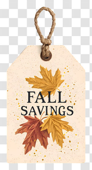 Autumn Fall Savings Tag - Fall Savings Tag Transparent PNG