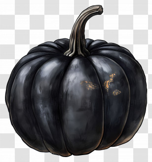 Pumpkin - Black Pumpkin With Golden Accents Transparent PNG