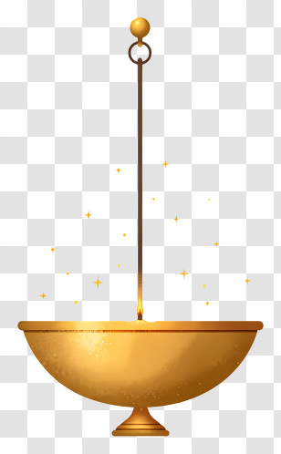 Hanging Brass Diya - Golden Hanging Diya Lamp Transparent PNG