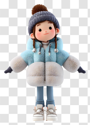 Girl In Winter Coat - Cute Winter Girl In Warm Clothing Transparent PNG