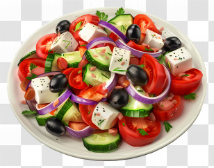 Greek Salad - Fresh Greek Salad With Vegetables And Feta Cheese Transparent PNG