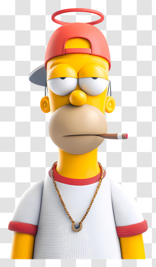 Homer Simpson - Yellow Cartoon Character With Cap Transparent PNG