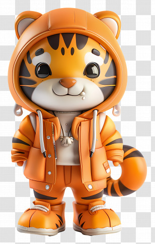 3d Tiger - Cute Tiger Cartoon Character In Hoodie Transparent PNG