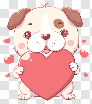 Dog Heart - Cute Puppy Holding A Heart Transparent PNG