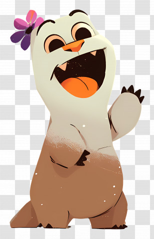 Cartoon Character - Cute Creature With Flower Cartoon Transparent PNG