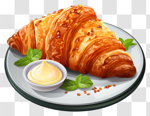 Croissant - Delicious Croissant With Butter Garnish Transparent PNG
