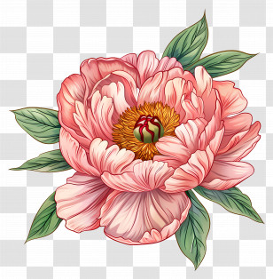 Pink Peony - Pink Flower Illustration Transparent PNG