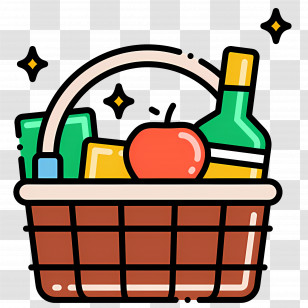 Food Gift Baskets - Picnic Basket With Food And Drink Transparent PNG