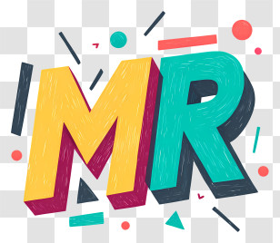 Mr Logo - Bold Colorful 'MR' Typography Transparent PNG
