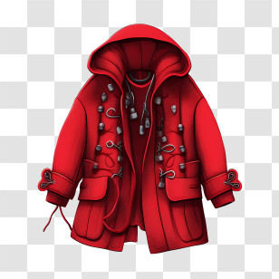 Winter Coat - Stylish Red Coat With Toggles Transparent PNG