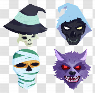 Halloween Characters - Scary Masks For Halloween Transparent PNG