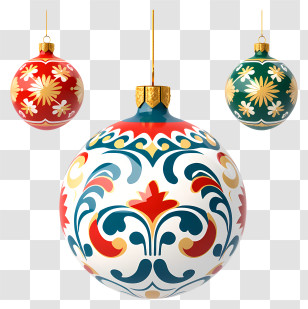 Christmas Ornaments - Stylish Glass Christmas Balls With Decorative Designs Transparent PNG
