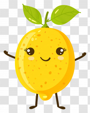 Lemon Kawaii - Cute Smiling Lemon Cartoon Character Transparent PNG