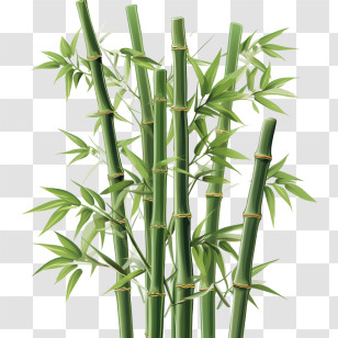 Bamboo - Bamboo Stems With Leaves Transparent PNG