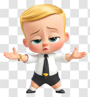 Boss Baby - Blonde Baby Cartoon In Business Suit Transparent PNG