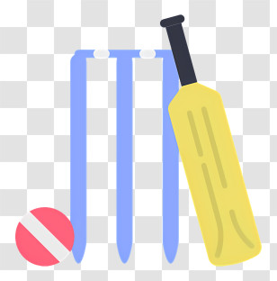 Cricket Icon - Cricket Bat And Stumps Illustration Transparent PNG