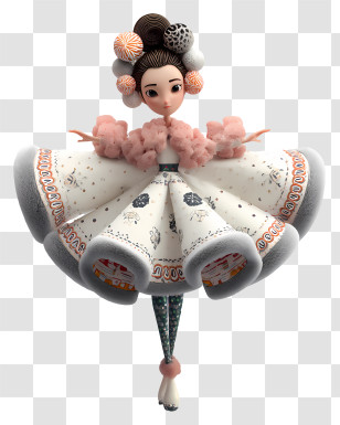 Doll In Traditional Dress - Artistic Stylized Doll In Fashionable Dress Transparent PNG