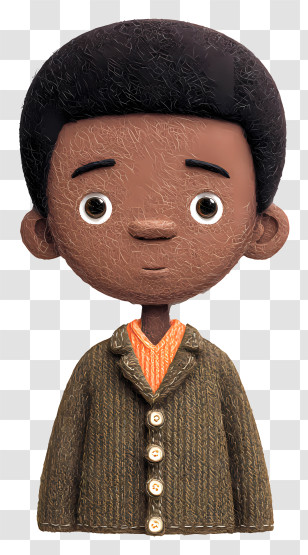 Little African Child - Curly Haired Boy In Jacket Transparent PNG