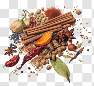 Spices - Aromatic Assortment Of Cooking Spices And Herbs Transparent PNG