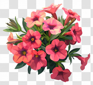 Digital Flower - Pink Petunias Floral Bouquet Transparent PNG