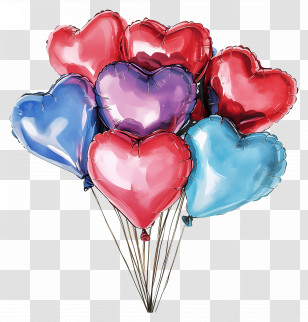 Heart Balloon - Colorful Heart Balloons For Celebration Transparent PNG