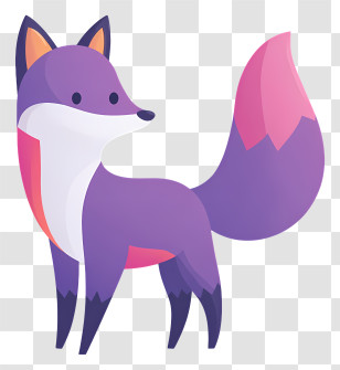 Cute Fox - Purple Cartoon Fox Transparent PNG
