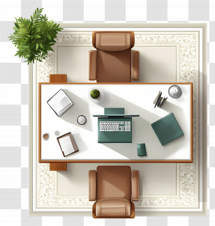 Office Top View - Office Desk With Laptop And Books Transparent PNG