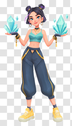 Kpop Demon Hunters - Young Woman With Blue Crystals Transparent PNG