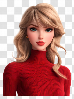 Taylor Swift - Blonde Animated Woman In Red Dress Transparent PNG