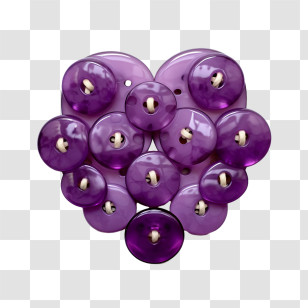 Purple Heart Day - Heart Shape Made Of Purple Buttons Transparent PNG