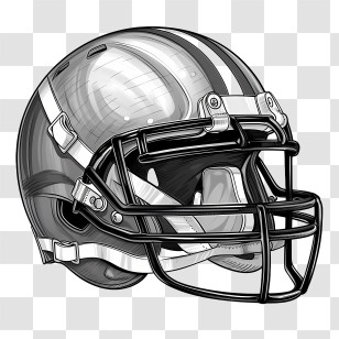 Football Helmet - Black And White Football Helmet Illustration Transparent PNG