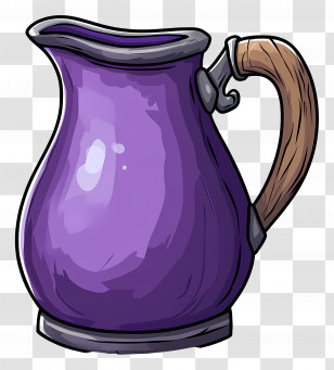Milk Jug - Illustration Of A Purple Jug With Wooden Handle Transparent PNG