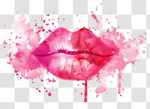 Kiss Stain - Pink Watercolor Lips Splash Illustration Transparent PNG