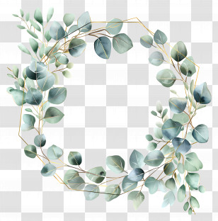 Eucalyptus Wreath - Eucalyptus Wreath With Elegant Golden Accents Transparent PNG