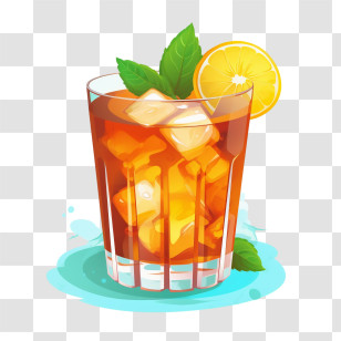 Ice Tea - Cool Iced Tea With Lemon Garnish And Mint Transparent PNG