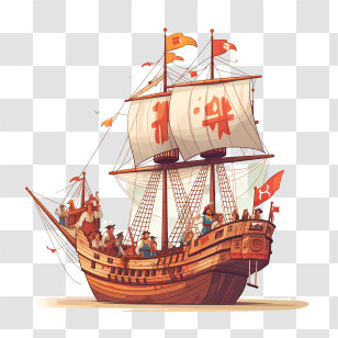 Columbus Day - Historical Sailing Ship Transparent PNG