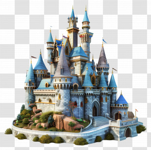 Fantasy Castle - Fantasy Castle With Blue Rooftops Transparent PNG
