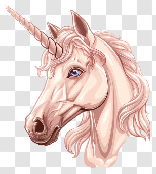 Unicorn - White Unicorn Head With Pink Mane Transparent PNG